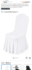 lot 18094 image: VEVOR Chair Covers Polyester Spandex Stretch Slipcovers 30PCS White - Retail $90