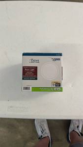 lot 18117 image: Patriot Lighting Recessed or Surface Mount Puck Light White 2-34 x 1 LED 300 Lumens - Retail $25