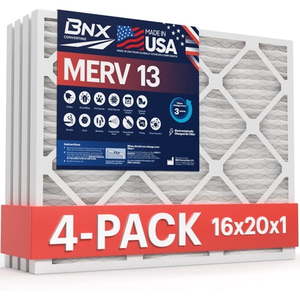 lot 18127 image: BNX Electrostatic Furnace Filters  White  4 Pack - Retail $48