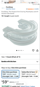 lot 18132 image: PureSleep Anti-Snoring Mouthpiece 1 Count - Retail $59