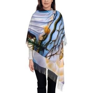 lot 18158 image: JMLYQS Our Lady Of Guadalupe Virgin Mary Womens Ladies Scarf Shawl Wrap Fashion Soft Warm Tassel Shawl for Spring Autumn Winter - Retail $19