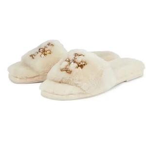 lot 62503 image: Tory Burch Womens Jeweled Shearling Slide Sandals - 8.5 - Retail - $315.00