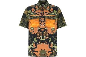 lot 62552 image: Burberry Printed Cotton Shirt Santon Camo Green Orange Black