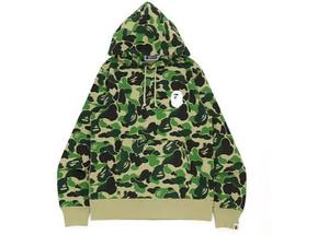 lot 62555 image: BAPE Big ABC Camo Ape Head Pullover Hoodie - Green