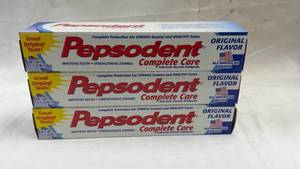 lot 17 image: Pepsodent Complete Care Original Flavor Anticavity Fluoride Toothpaste 5.5 oz 3-Pack