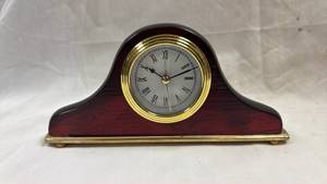 lot 19 image: Mantel Clock with Roman Numerals and Brass Base