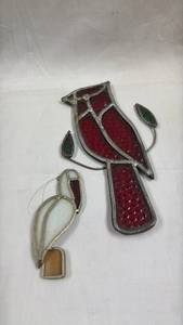lot 31 image: Lot of 2 Stained Glass Birds