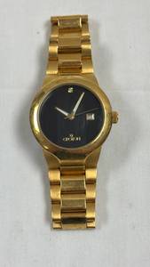 lot 58 image: Croton Quartz Watch with Black Dial Date Window Gold-Tone Bracelet