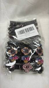 lot 88 image: New Sparkling Crystal Stone Braided Hair Clips - 2 4-Piece Sets (8 total)