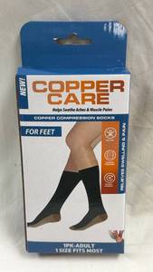 lot 90 image: Copper Care Copper Compression Socks For Feet Adult 1 Pair