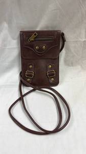 lot 95 image: Brown Leather Crossbody Bag with Zipper and Buckle Details