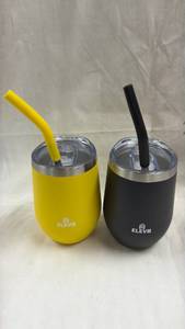 lot 163 image: ELEV8 14 oz Stainless Steel Wine Tumbler S0W614AM - Set of 2