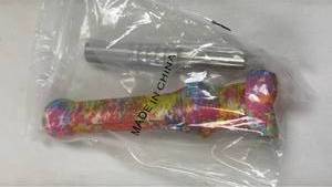 lot 167 image: Colorful Hand Pipe with Metal Stem and Bowl