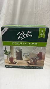 lot 171 image: Ball Storage Latch Jars - 3-Jar Set w Airtight Lids