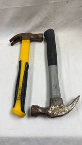 lot 209 image: 2 Claw Hammers with Yellow and Black Handles