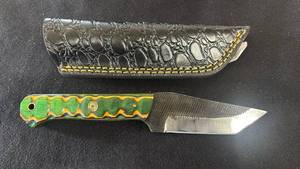 lot 22 image: Custom Fixed Blade Knife with Colored Handles and Sheaths
