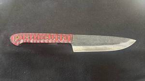 lot 69 image: Custom Kitchen Knife with Patterned Blade and Handle