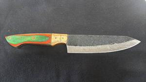 lot 71 image: Kitchen Knife with Green and Orange Handle