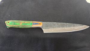 lot 75 image: Chef Knife Multicolor Handle 8 inch Blade