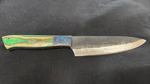 lot 77 image: Chef Knife with Green and Blue Handle