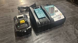 lot 108 image: Makita DC18RC 18V Lithium-Ion Battery Charger with 5.0Ah Battery