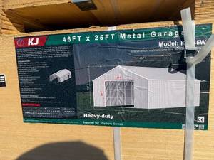 lot 8006 image: Unused KJ Metal 45x25ft Steel Barn Shed (K4525)