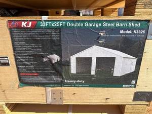 lot 8012 image: Unused KJ Metal 33x25ft Steel Barn (K3325)