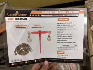lot 8139 image: Unused Landhonor 5400 LB Ratchet Binders & G70 Chains (LHR-RC5400)