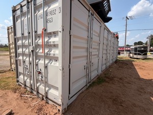 lot 8255 image: First Use 40ft High Cube Multi-Door Container (LYGU4190323) 4 sets of doors on the side and 1 set on rear