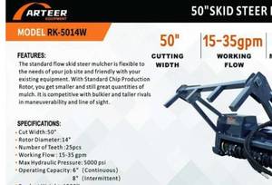 lot 8501 image: Unused Arteer 50 in Skid Steer Mulcher (RK-5014W)