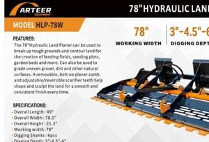 lot 8515 image: Unused Arteer 78 in Hydraulic Skid Steer Landplane (HLP-78W)