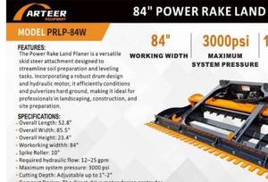 lot 8519 image: Unused Arteer 84 in Power Rake Skid Steer Landplane (PRLP-84W)
