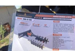 lot 8083 image: Unused Landhonor Skid Steer Loader Auger Drives (SAD-12-23C)