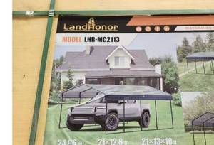 lot 8125 image: Unused Landhonor 21 x 13 FtMetal Carport (LHR-MC2113)