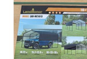 lot 8127 image: Unused Landhonor 16 x 13 FtMetal Carport (LHR-MC1613)