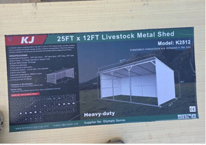 lot 8048 image: Unused KJ Metal 25x12ft Livestock Shed (K2512)