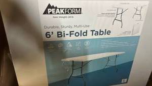 lot 2003 image: Lifetime 6 ft Durable Sturdy Multi-Use Bi-Fold Table