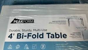 lot 2016 image: Lifetime Peakform 4 ft Bi-Fold Table Durable Sturdy Multi-Use