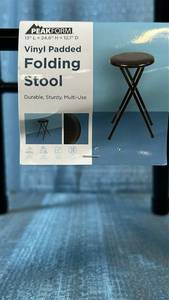 lot 2043 image: PeakForm Vinyl Padded Folding Stool 13 L x 24.6 H x 12.1 D