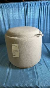 lot 3001 image: Round Upholstered Storage Ottoman Beige - Room Essentials