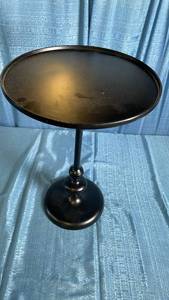 lot 3003 image: Londonberry Large Round Turned Metal Side Table Black - Threshold Fully Assembled