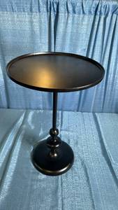 lot 3004 image: Londonberry Large Round Turned Metal Side Table Black - Threshold Fully Assembled