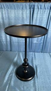 lot 3005 image: Londonberry Large Round Turned Metal Side Table Black - Threshold Fully Assembled