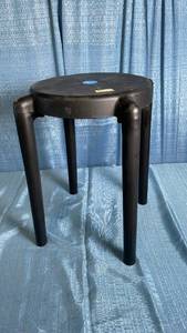 lot 3012 image: Black Round Stool with Four Legs Made from Recycled Plastic