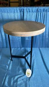 lot 3017 image: Villa Park Round Wooden Side Table with Black Metal Frame Brown Threshold designed with Studio McGee Fully Assembled