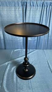 lot 3021 image: Londonberry Large Round Turned Metal Side Table Black - Threshold Fully Assembled