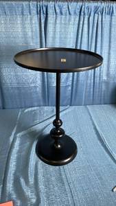 lot 3022 image: Londonberry Large Round Turned Metal Side Table Black - Threshold Fully Assembled