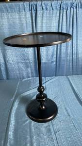 lot 3023 image: Londonberry Large Round Turned Metal Side Table Black - Threshold Fully Assembled