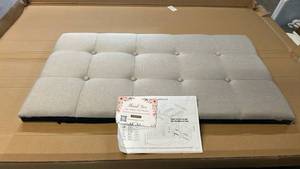 lot 8000 image: Upholstered Twin Size Headboard with Metal Legs in Light Gray Color
