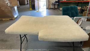 lot 8011 image: Large Random Cushion Ribbed Fabric Cream